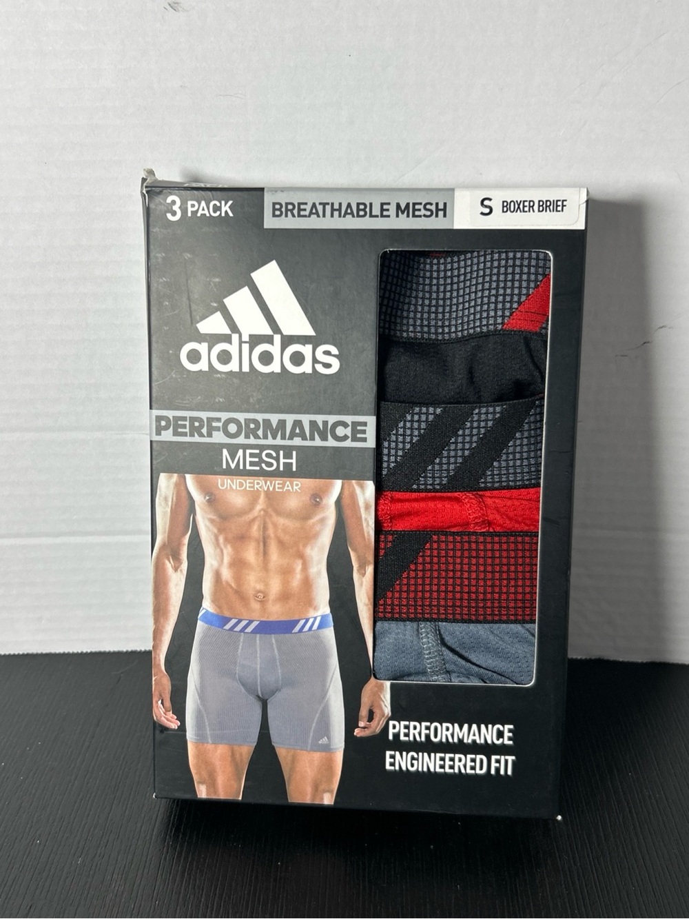 adidas Men’s Performance Mesh Boxer Briefs - Black & Red (3 Pack) adult small